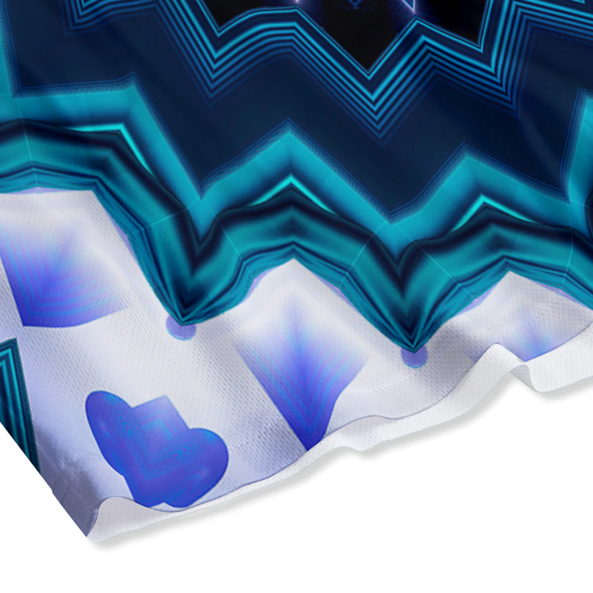 Kaleidoscope Blue Crystal Print Mesh Shorts - Image 4