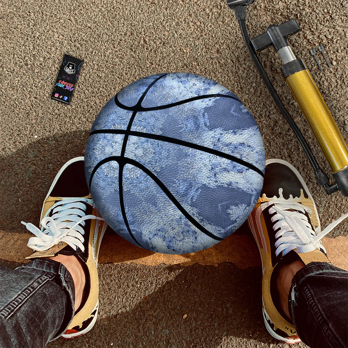 Kaleidoscope Blue Snowflake Print Basketball - Image 2