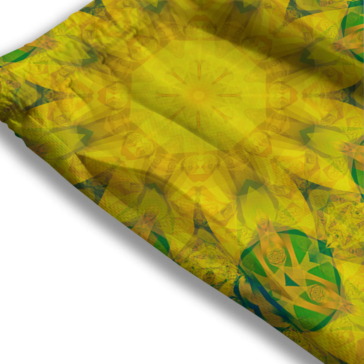 Kaleidoscope Flower Yellow Print Pattern Mesh Shorts - Image 3