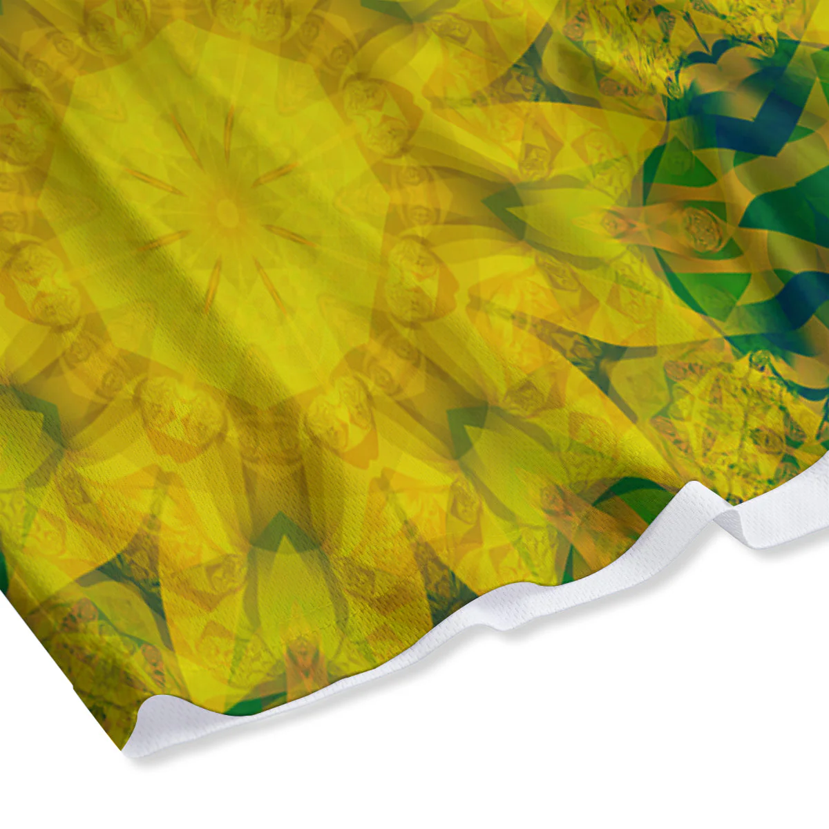 Kaleidoscope Flower Yellow Print Pattern Mesh Shorts - Image 4
