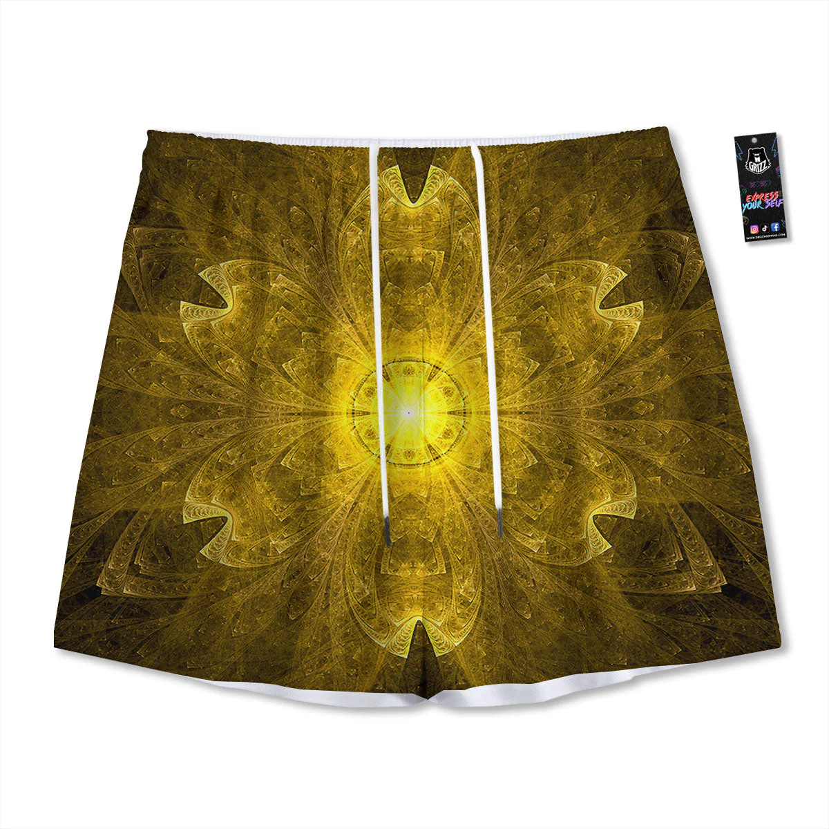 Kaleidoscope Golden Print Mesh Shorts