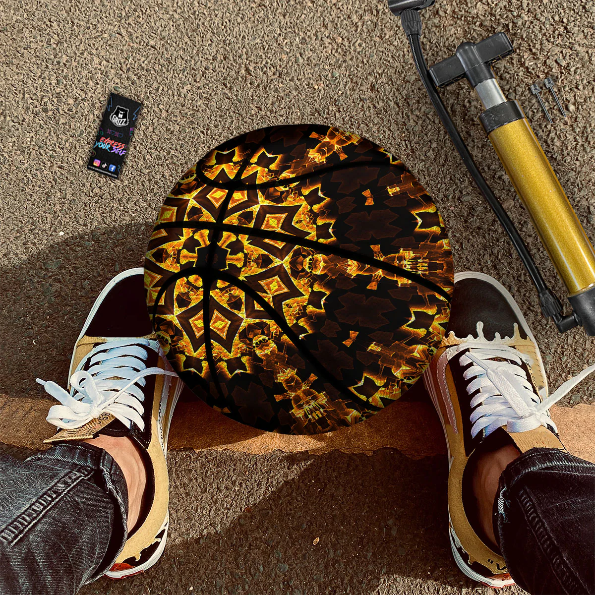 Kaleidoscope Lights Gold Print Basketball - Image 2
