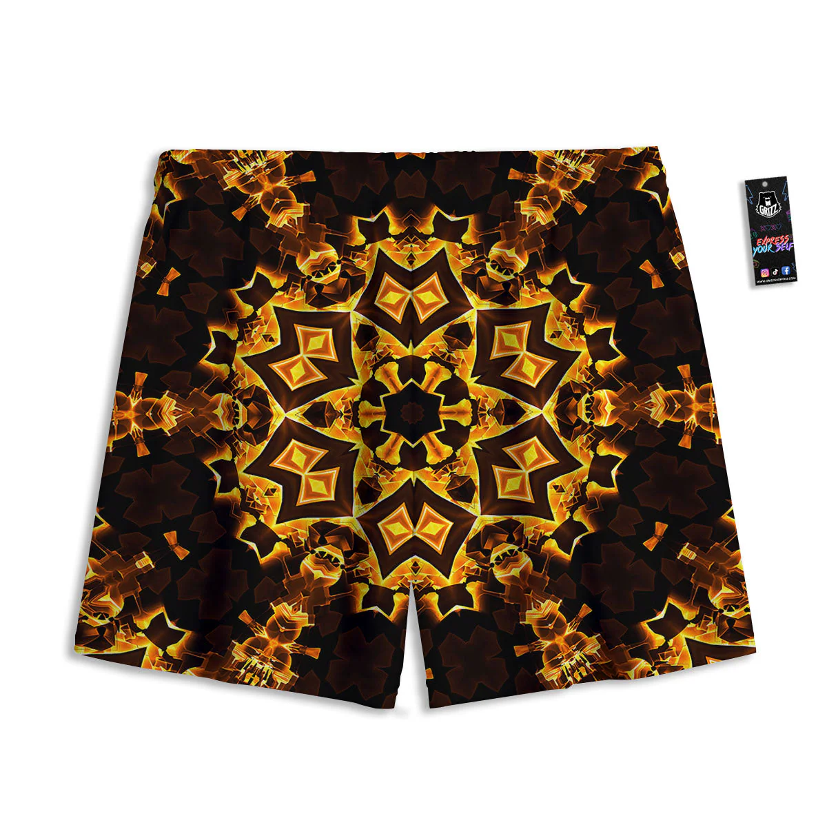 Kaleidoscope Lights Gold Print Mesh Shorts - Image 2