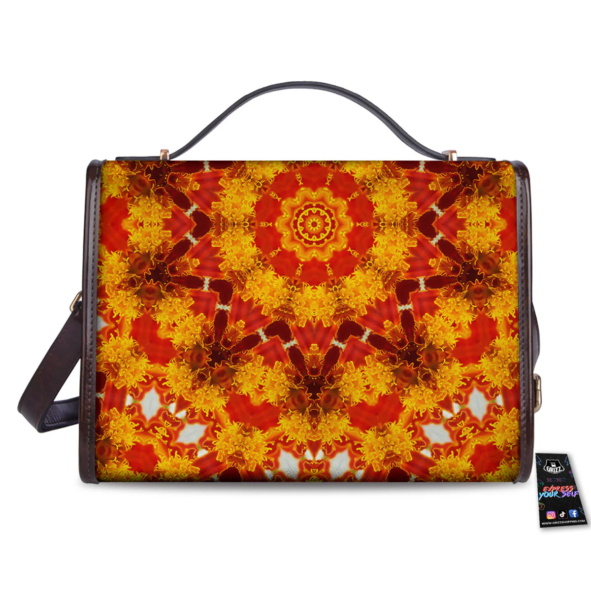 Kaleidoscope Orange Print Women's Satchel Bag - Image 2