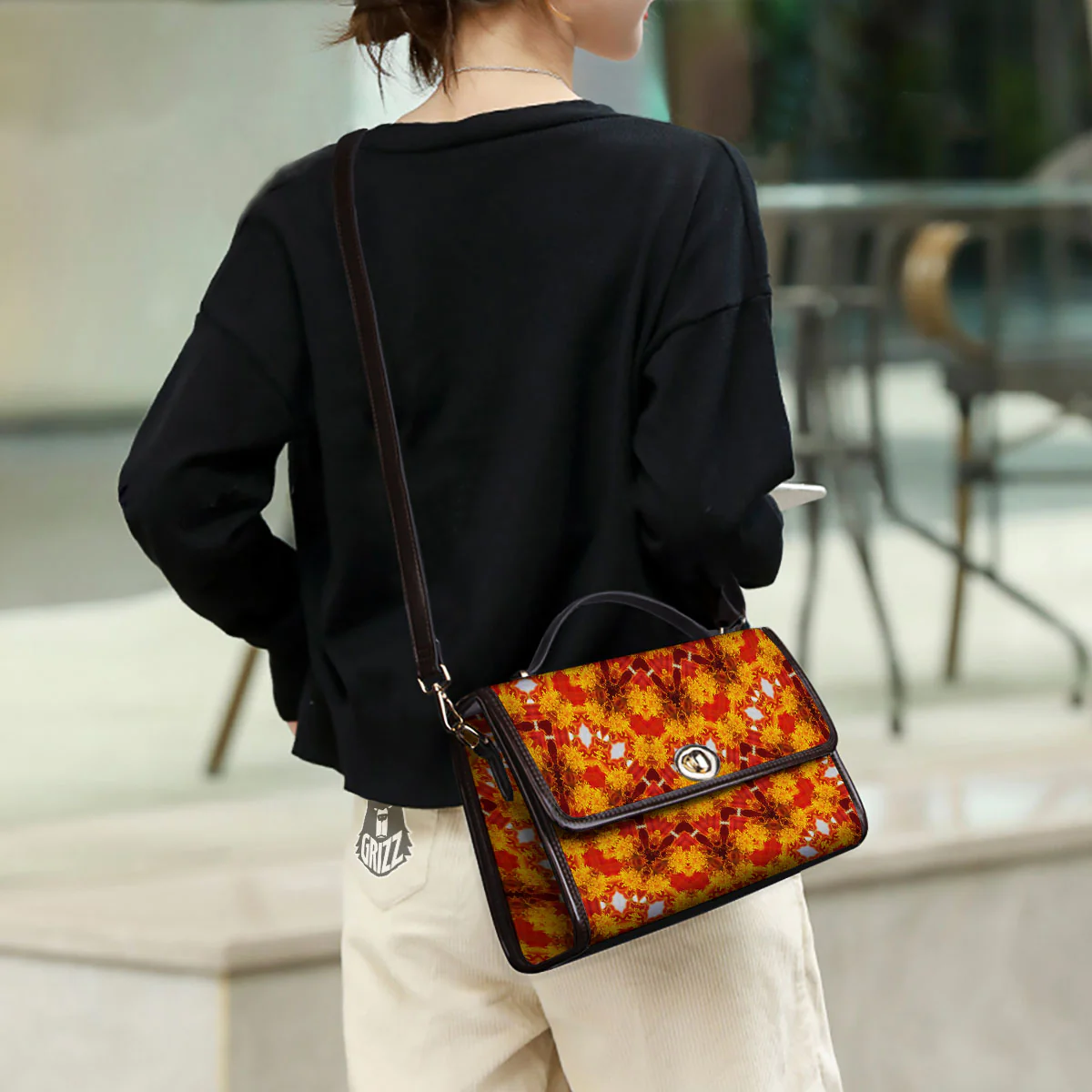 Kaleidoscope Orange Print Women's Satchel Bag - Image 3