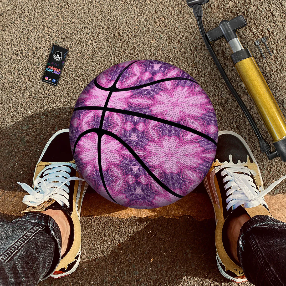 Kaleidoscope Pink Print Pattern Basketball - Image 2