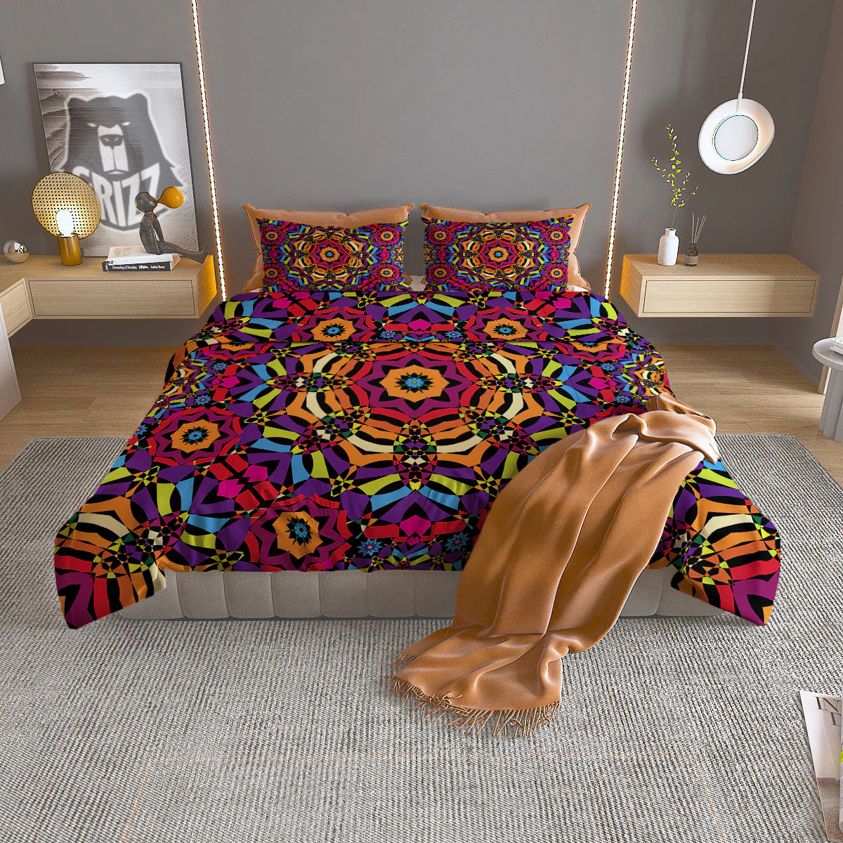 Kaleidoscope Psychedelic Colorful Print Duvet Cover Bedding Set