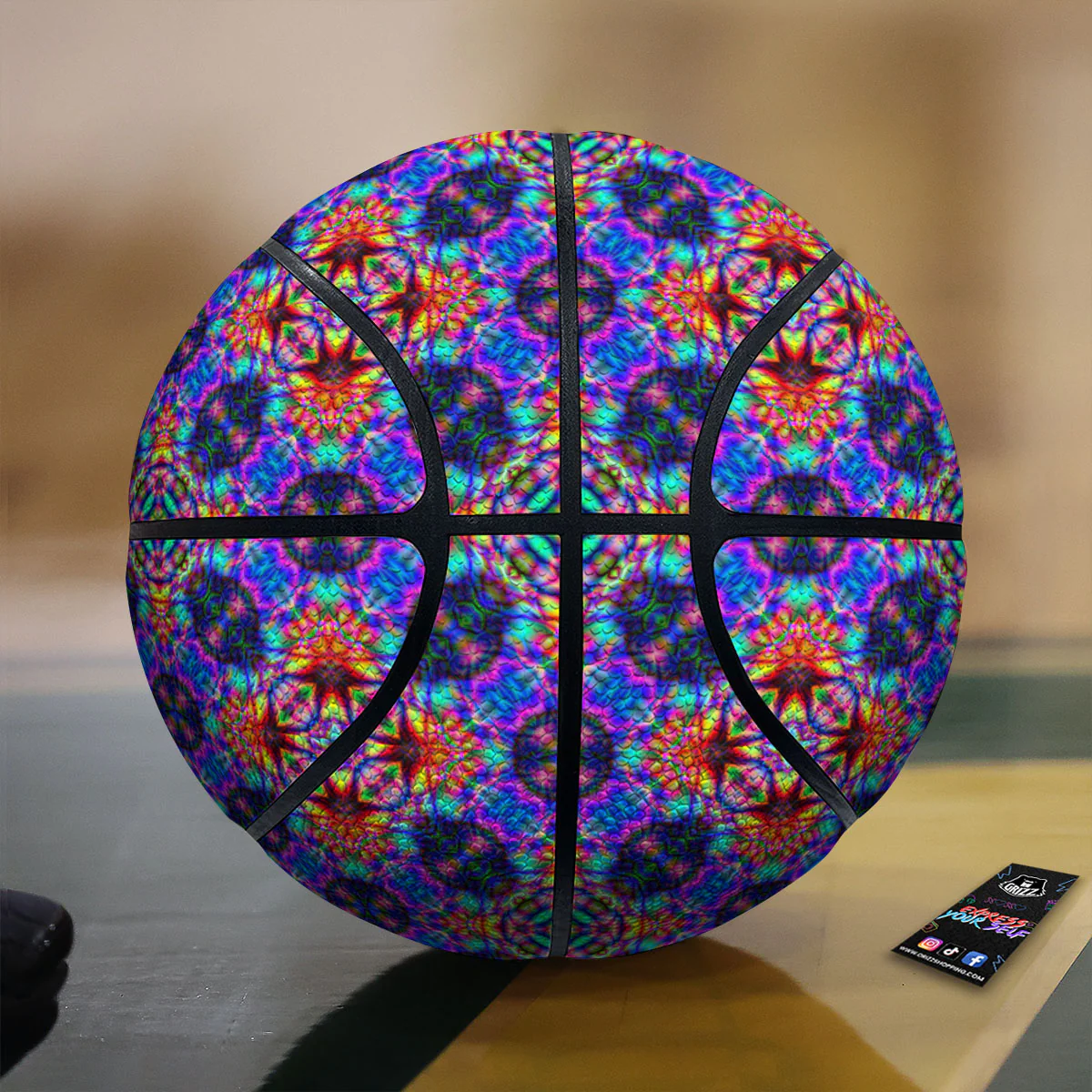 Kaleidoscope Rainbow Print Pattern Basketball