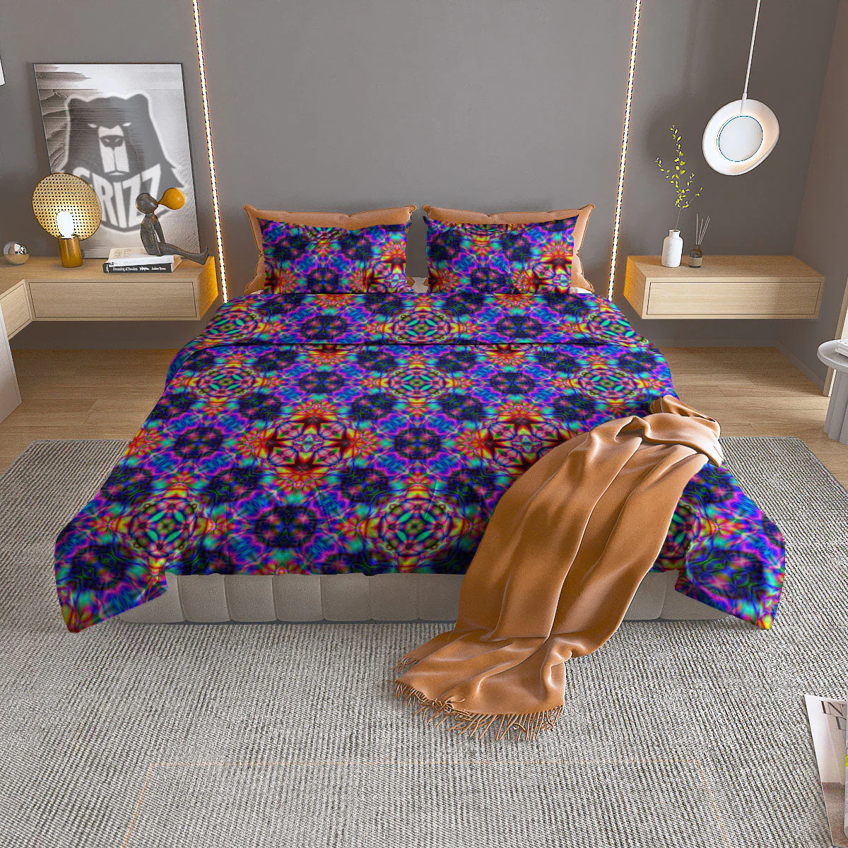Kaleidoscope Rainbow Print Pattern Duvet Cover Bedding Set