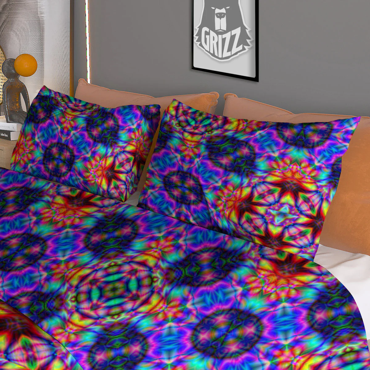 Kaleidoscope Rainbow Print Pattern Duvet Cover Bedding Set - Image 3