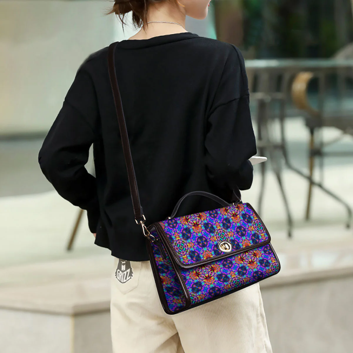 Kaleidoscope Rainbow Print Pattern Women's Satchel Bag - Image 3