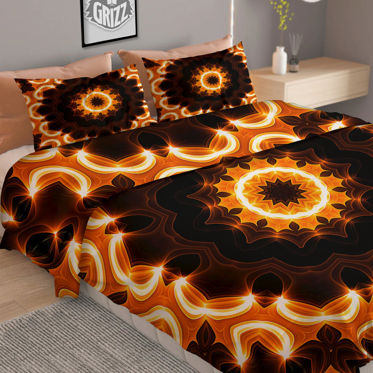 Kaleidoscope Shiny Print Duvet Cover Bedding Set - Image 2