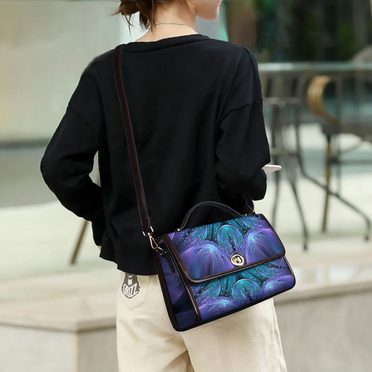 Kaleidoscope Sparkle Print Women's Satchel Bag - Image 3