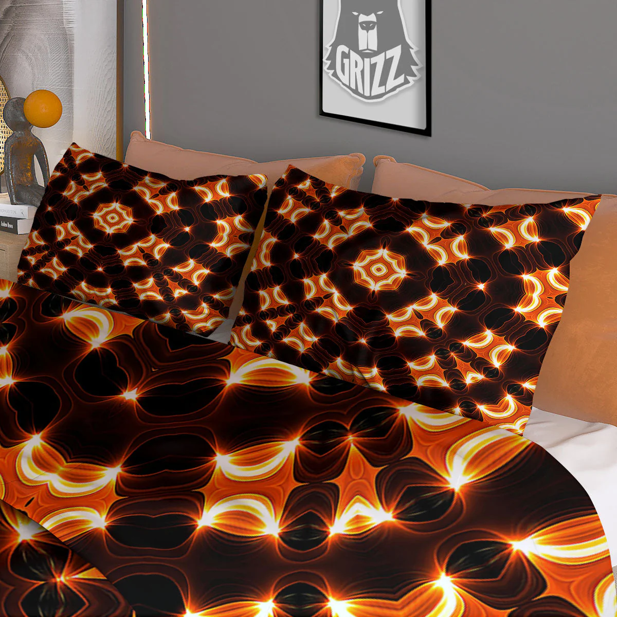 Kaleidoscope Spot Yellow Print Duvet Cover Bedding Set - Image 3