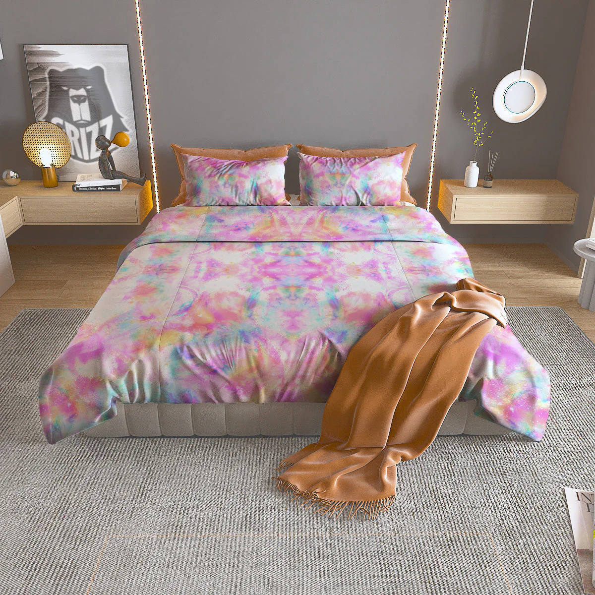 Kaleidoscope Tie Dye Pastel Print Pattern Duvet Cover Bedding Set