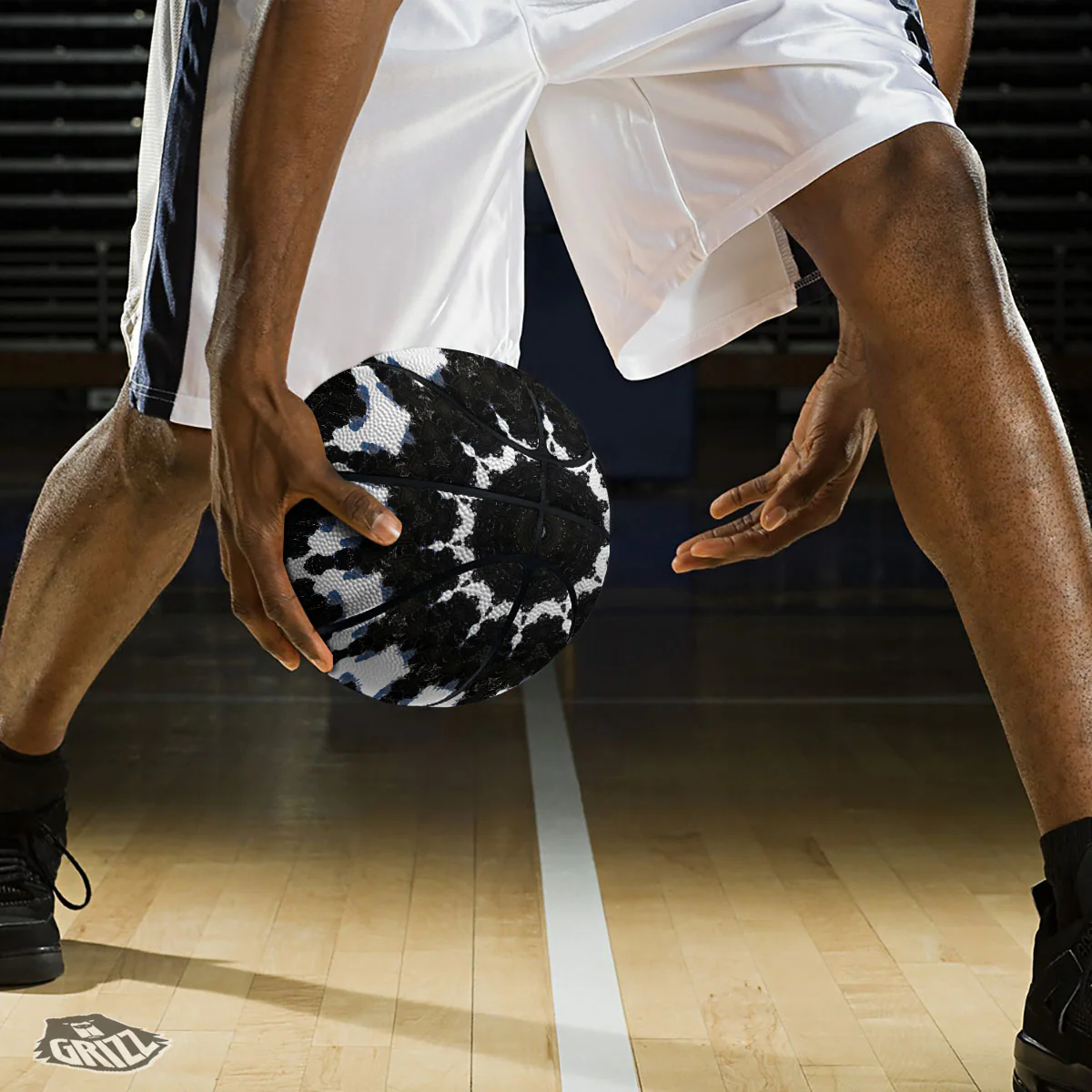 Kaleidoscope White And Black Print Basketball - Image 3
