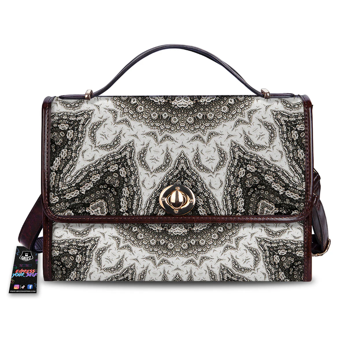 Kaleidoscope White Print Women's Satchel Bag