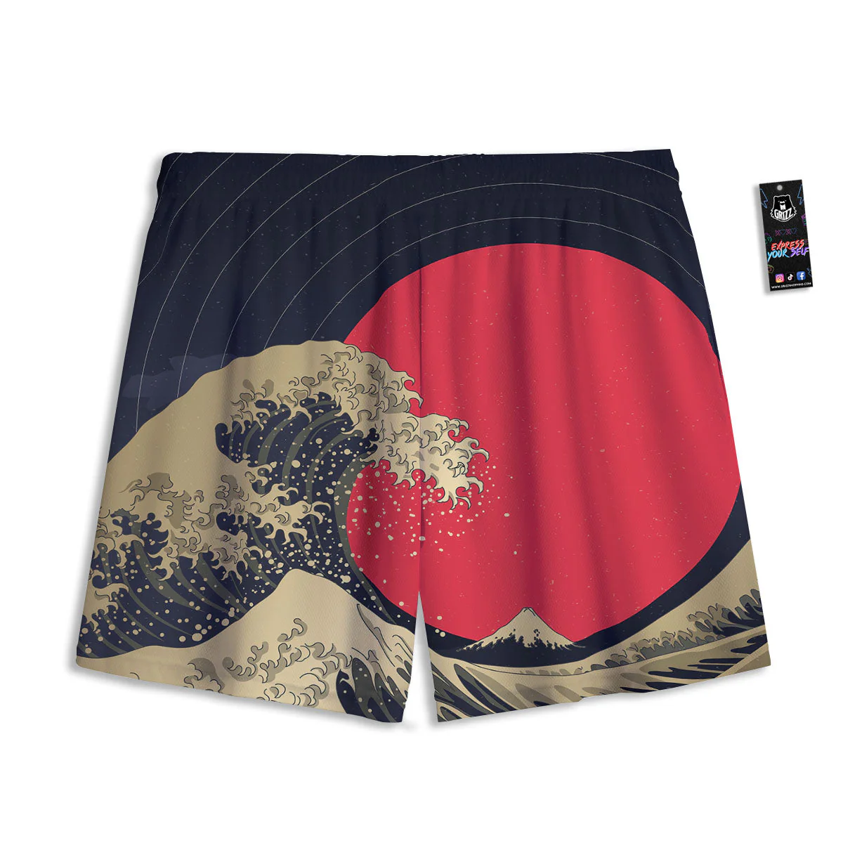 Kanagawa Wave Golden Print Mesh Shorts - Image 2