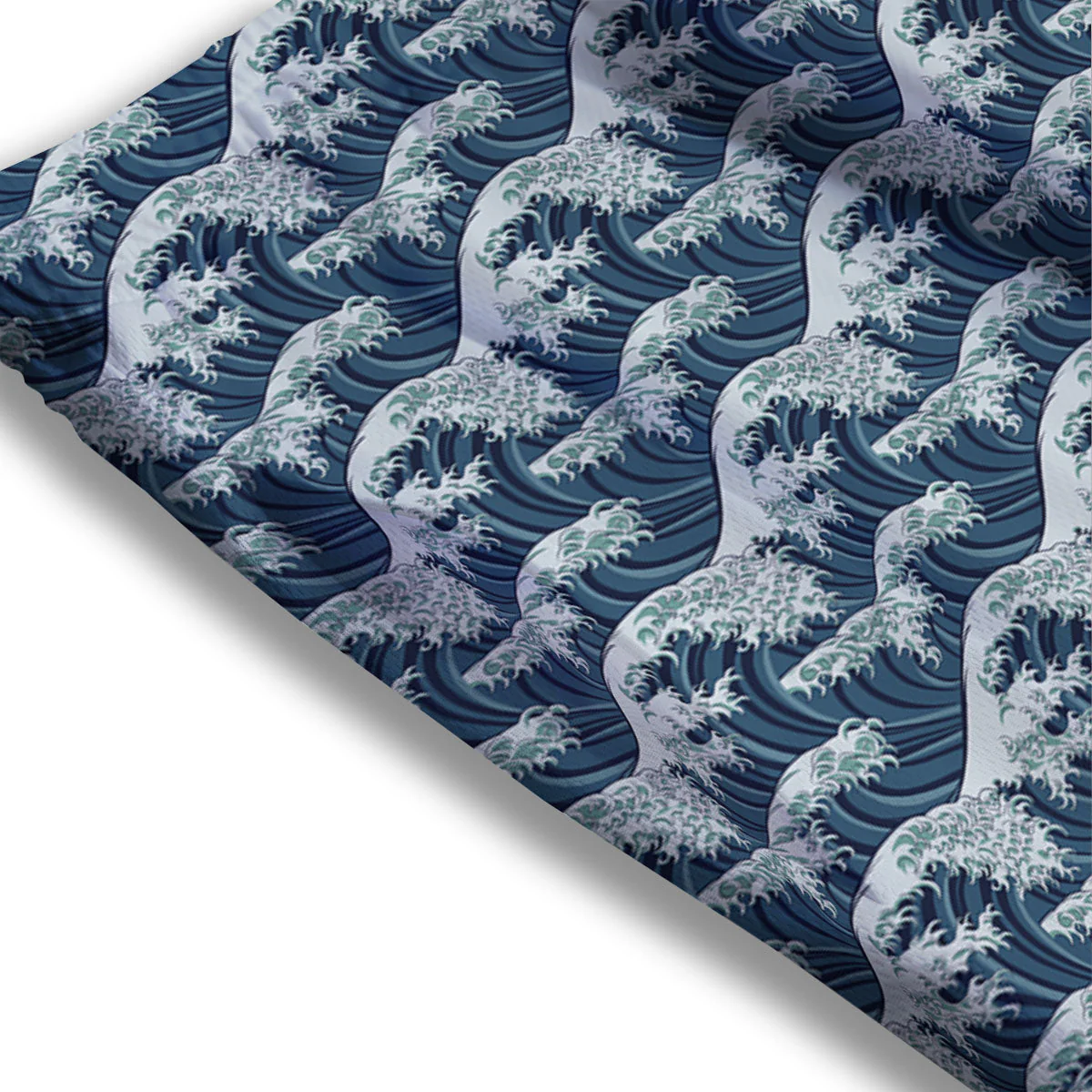 Kanagawa Wave Japanese Print Pattern Mesh Shorts - Image 3