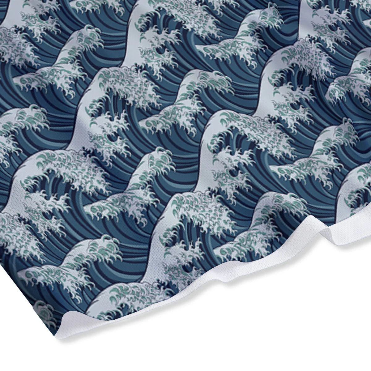 Kanagawa Wave Japanese Print Pattern Mesh Shorts - Image 4
