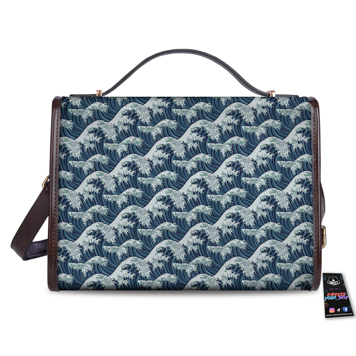 Kanagawa Wave Japanese Print Pattern Women's Satchel Bag - Image 2
