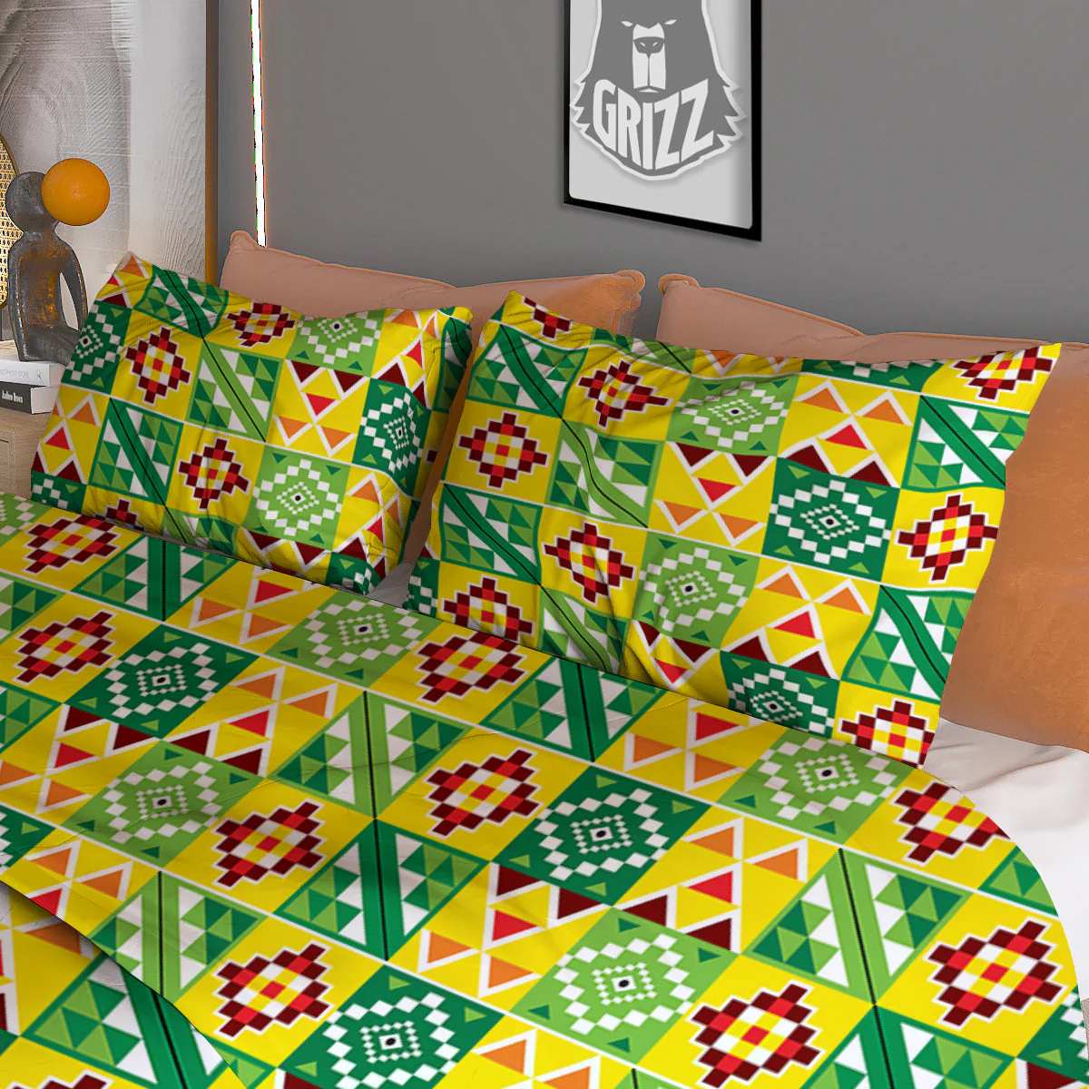 Kente Asante Print Pattern Duvet Cover Bedding Set - Image 3