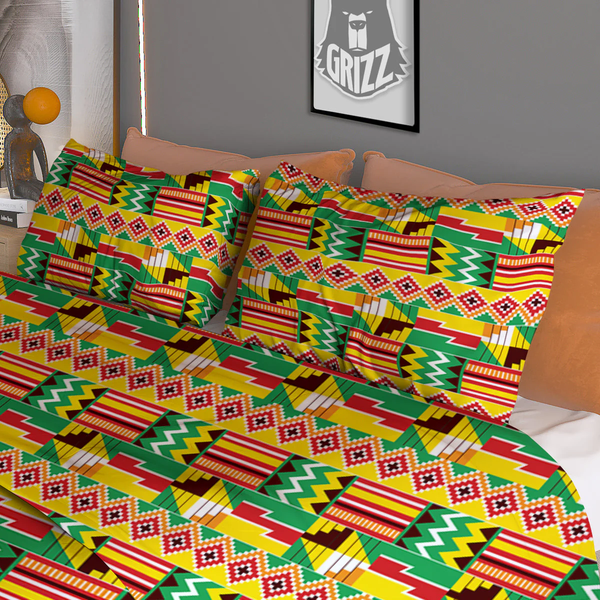 Kente Ashanti Print Pattern Duvet Cover Bedding Set - Image 3