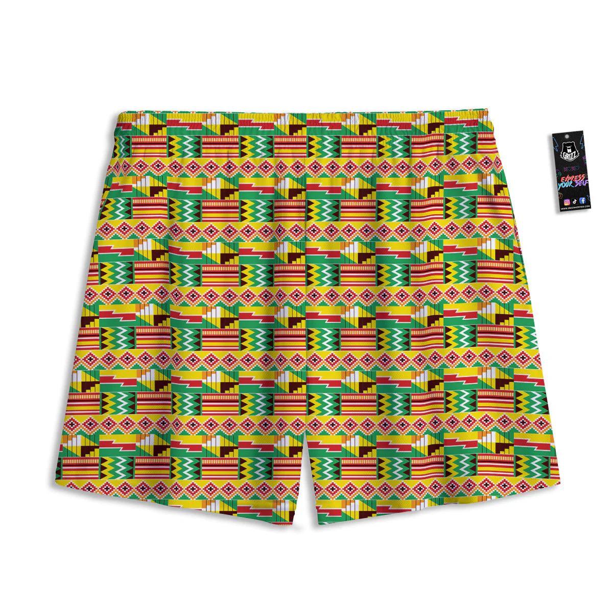 Kente Ashanti Print Pattern Mesh Shorts - Image 2