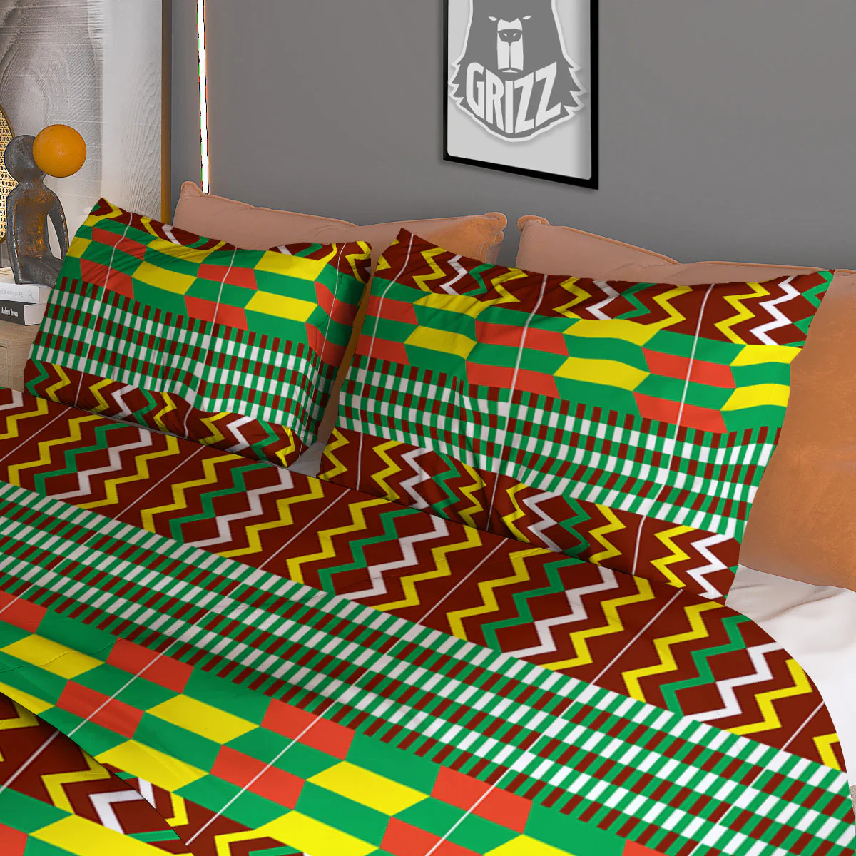 Kente Tribal West African Print Pattern Duvet Cover Bedding Set - Image 3