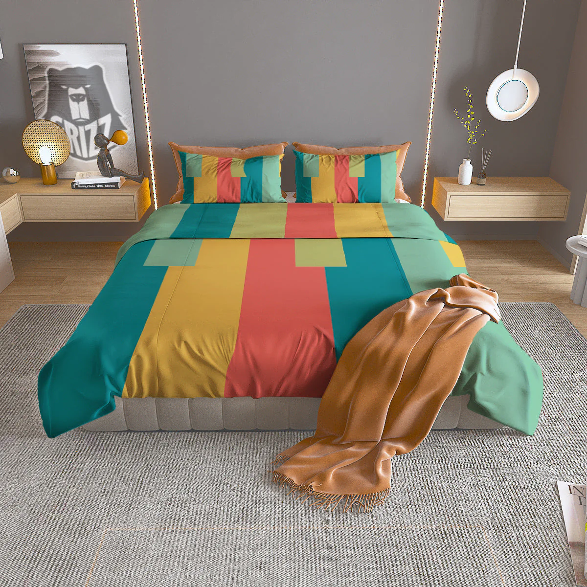 Keyboard Piano Colorful Print Duvet Cover Bedding Set