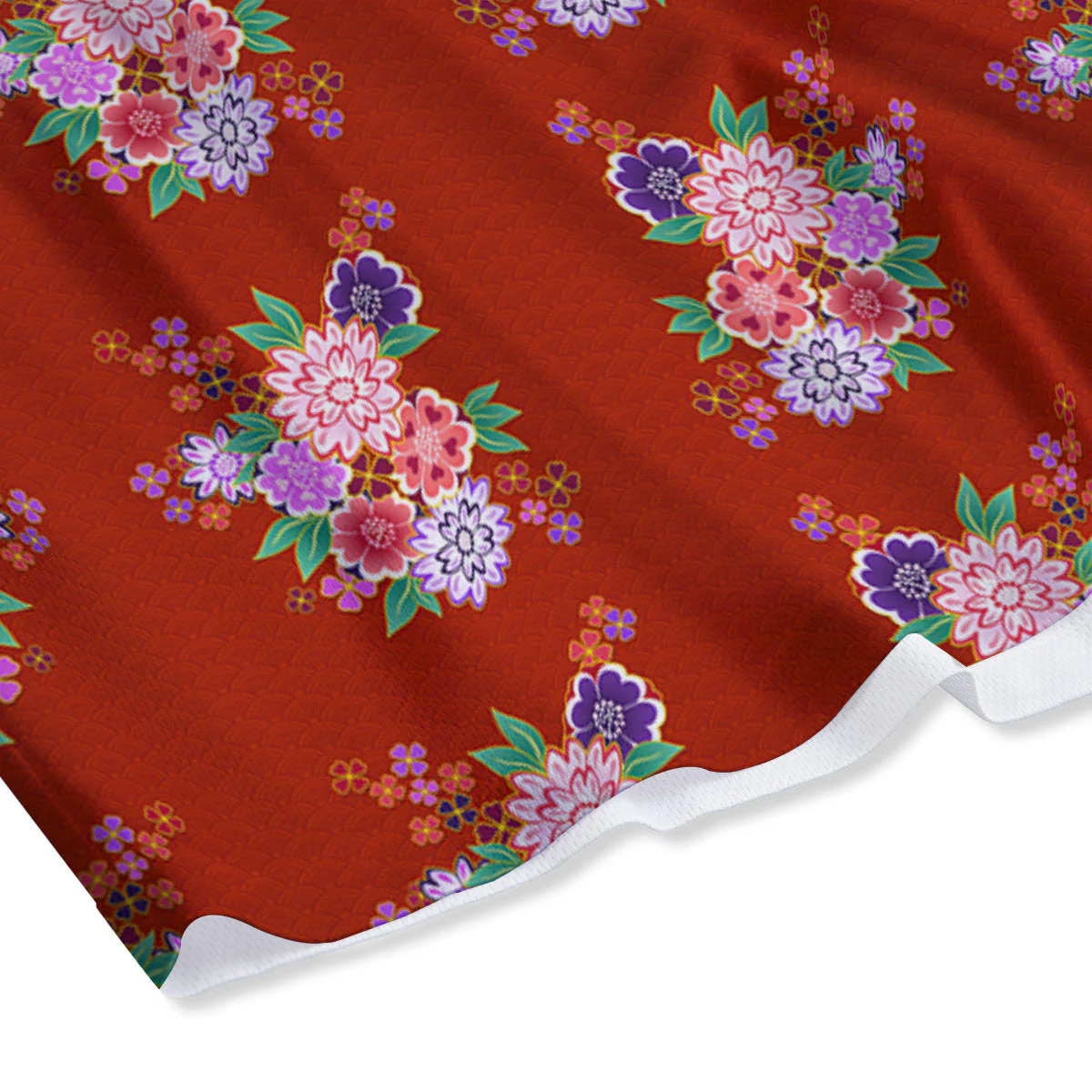 Kimono Floral Print Pattern Mesh Shorts - Image 4