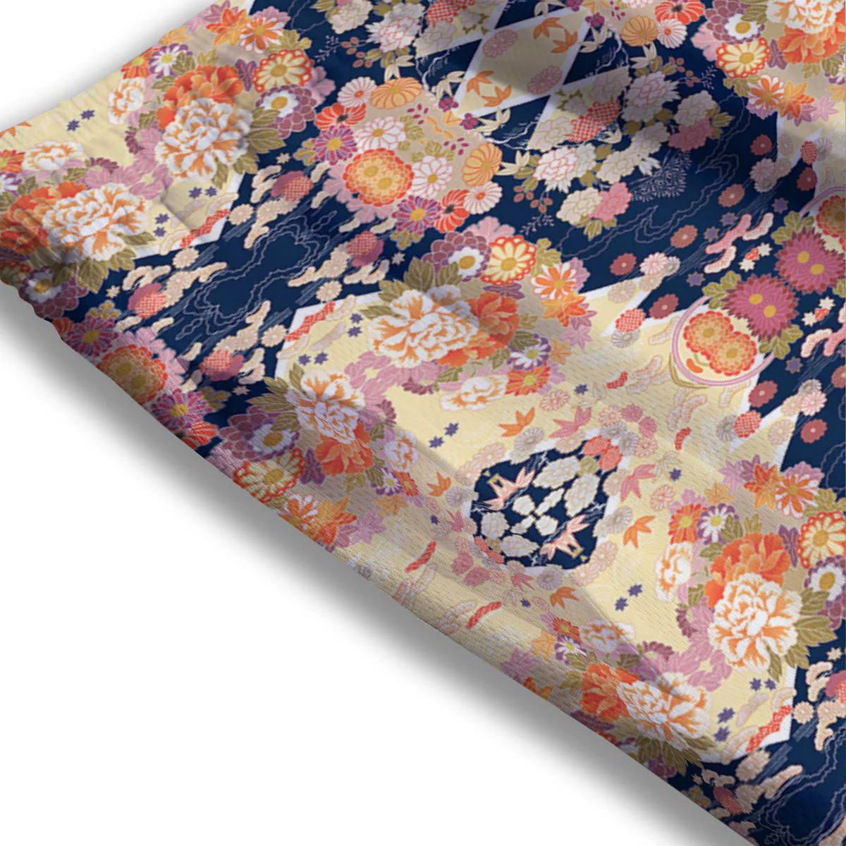Kimono Japanese Print Pattern Mesh Shorts - Image 3