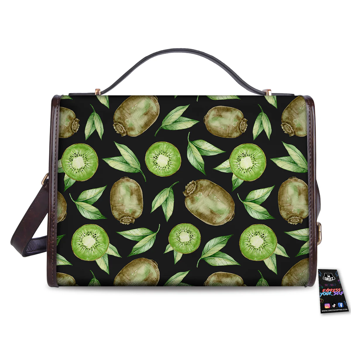 Kiwi Watercolor Print Pattern Women's Satchel Bag - Image 2