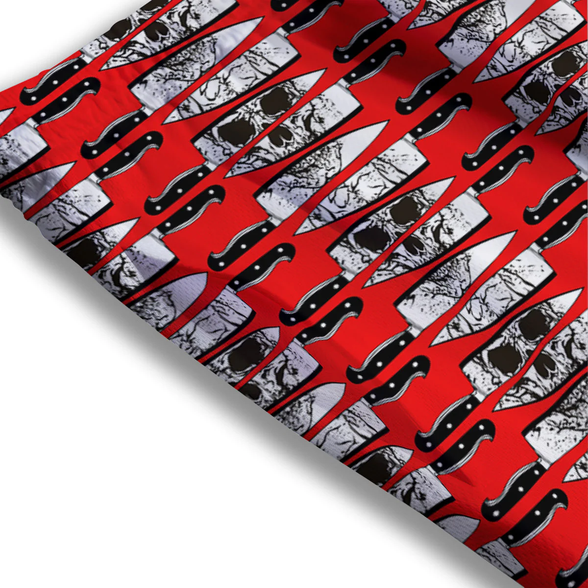 Knife And Skull Red Print Pattern Mesh Shorts - Image 3