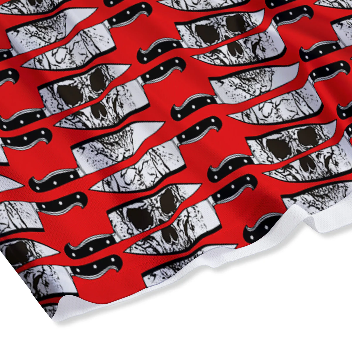 Knife And Skull Red Print Pattern Mesh Shorts - Image 4