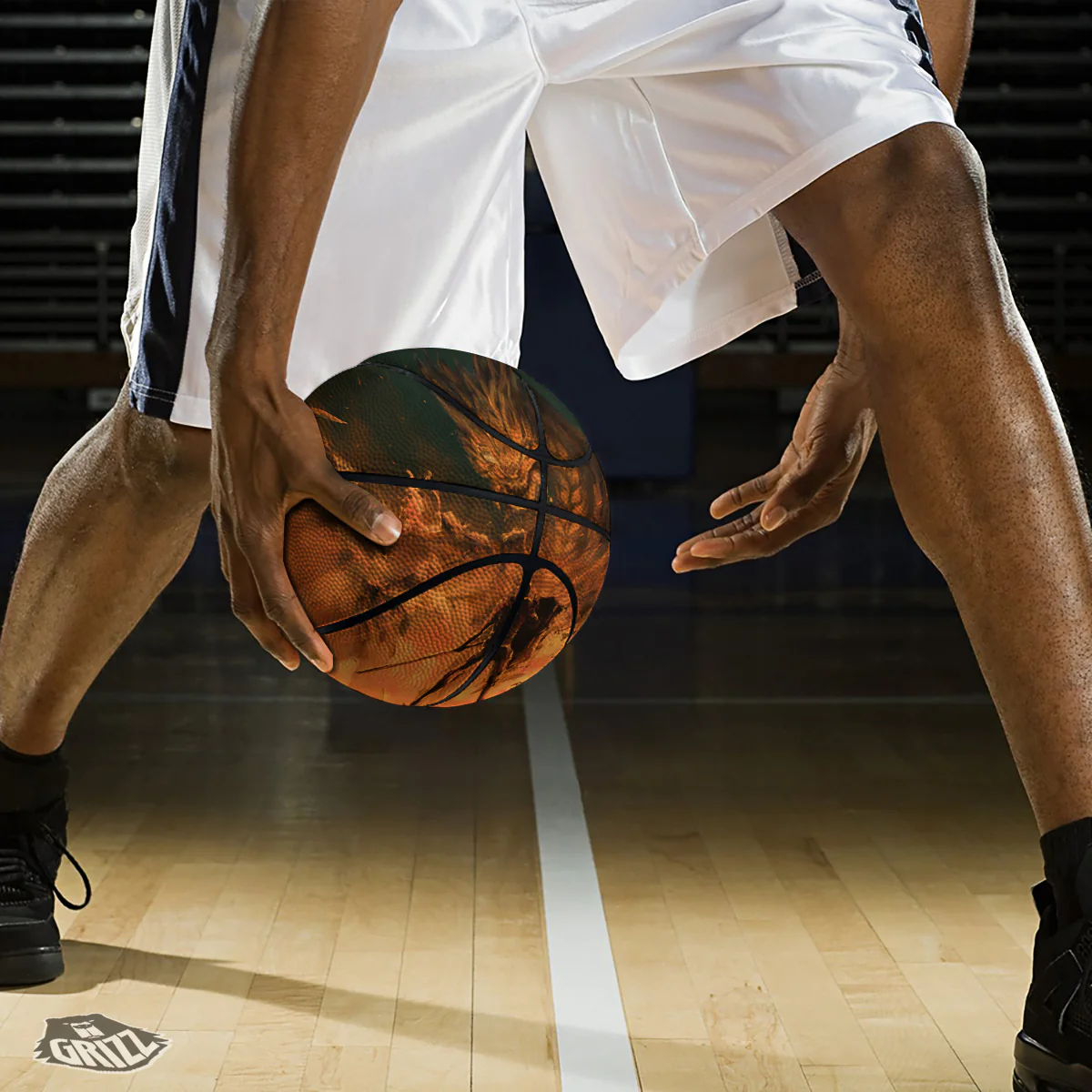 Knight Fight With Dragon Print Basketball - Image 3
