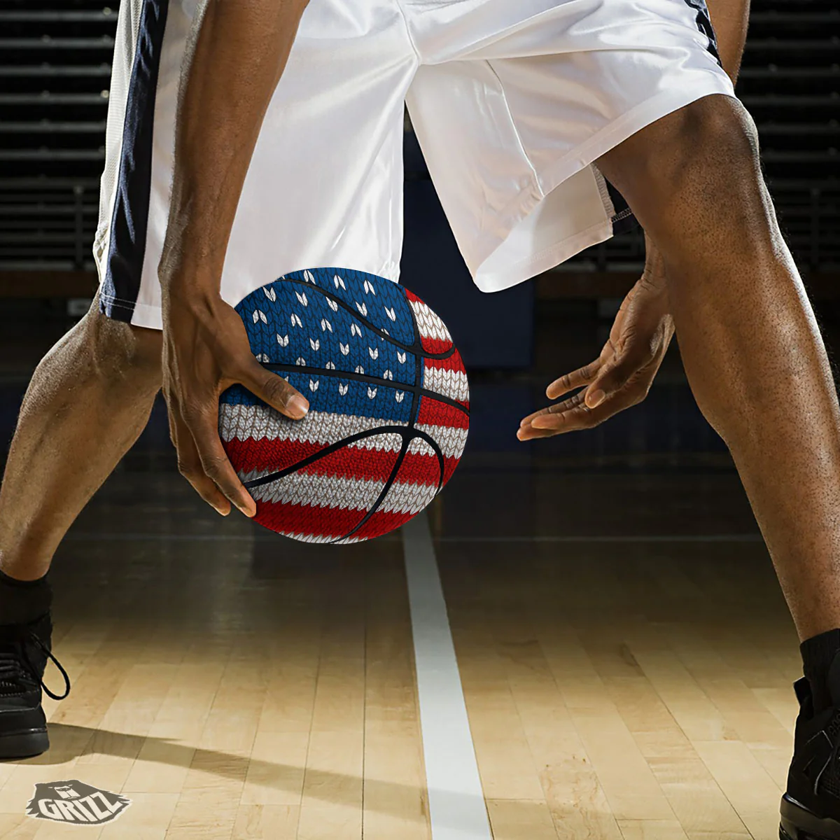 Knitted American Flag Print Basketball - Image 3