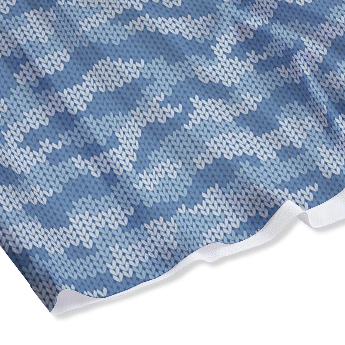 Knitted Blue Camouflage Print Pattern Mesh Shorts - Image 4