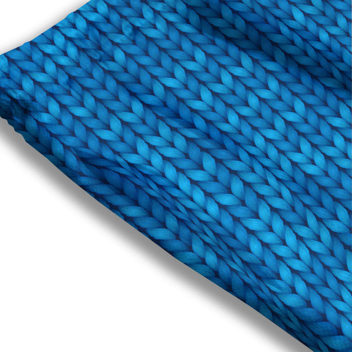 Knitted Blue Print Pattern Mesh Shorts - Image 3
