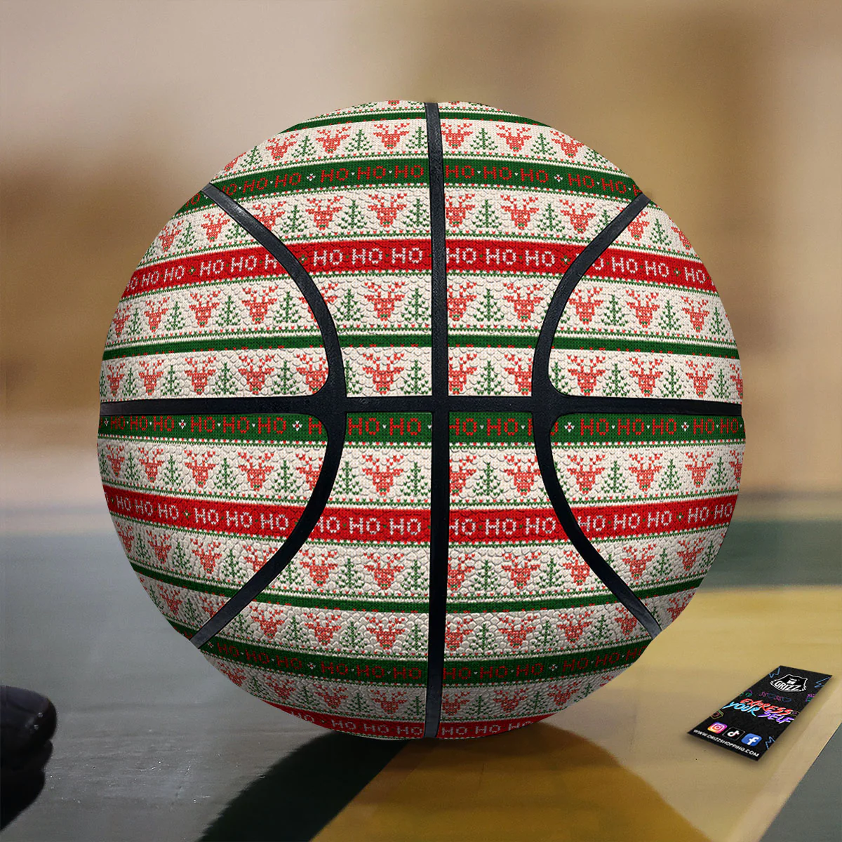 Knitted Christmas Print Pattern Basketball
