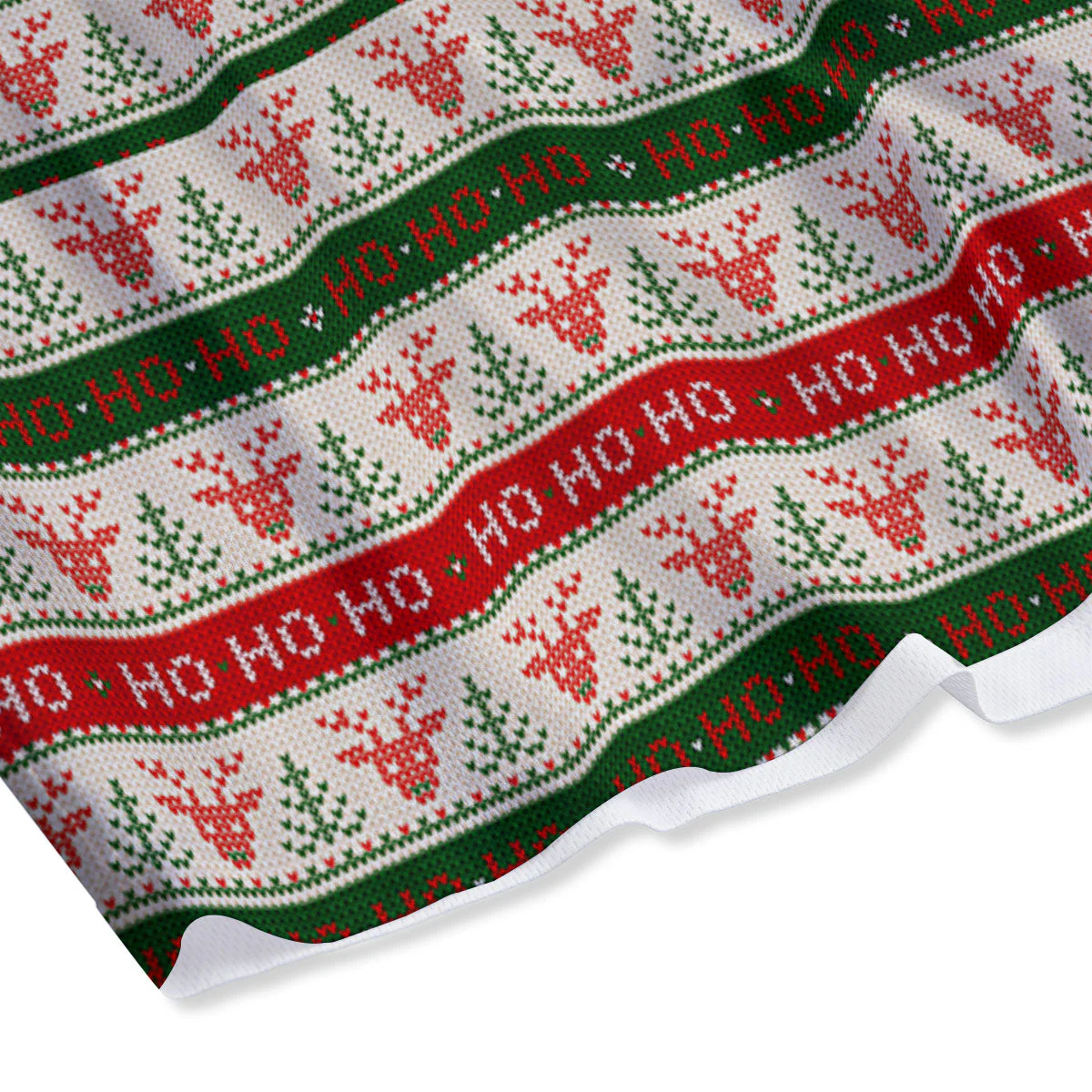 Knitted Christmas Print Pattern Mesh Shorts - Image 4