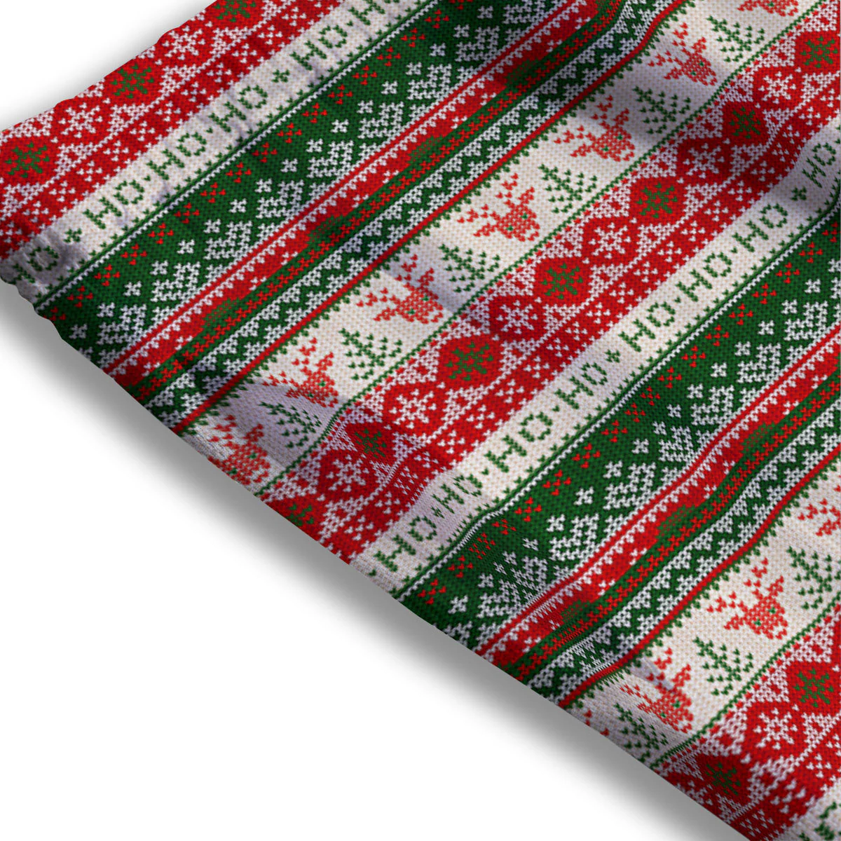 Knitted Christmas Tree Print Pattern Mesh Shorts - Image 3