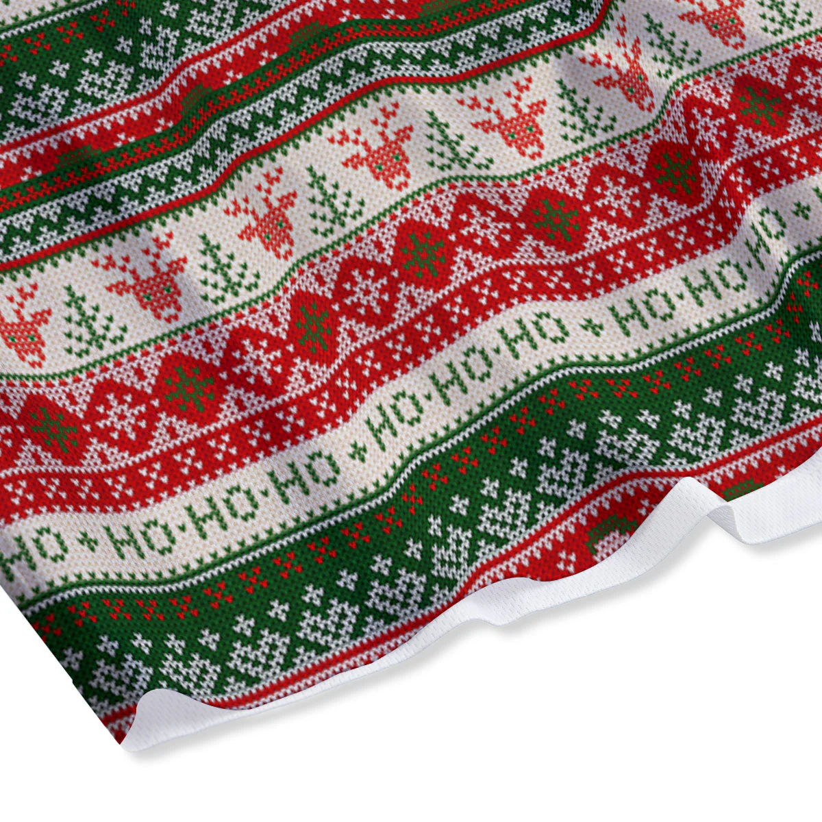 Knitted Christmas Tree Print Pattern Mesh Shorts - Image 4