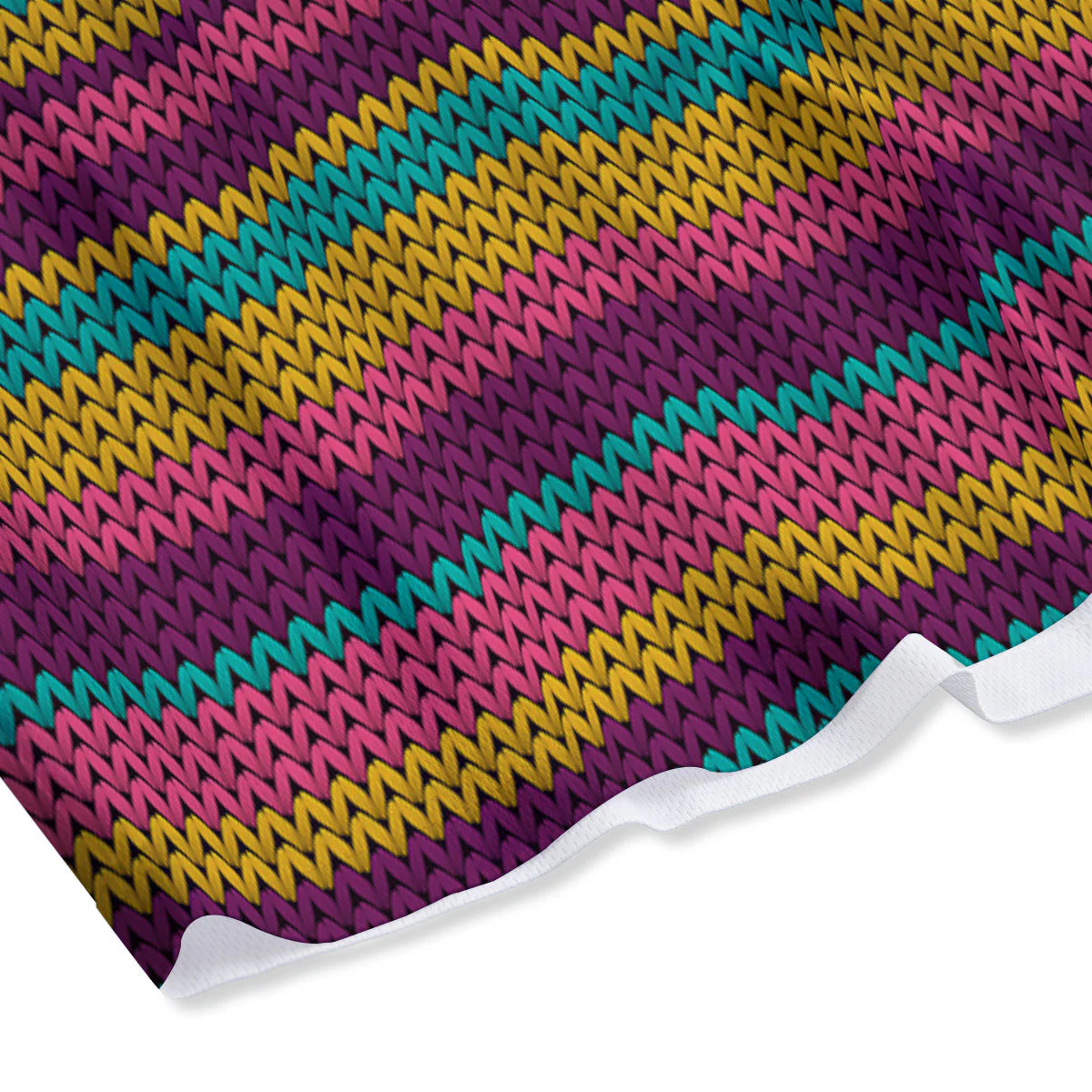 Knitted Colorful Print Pattern Mesh Shorts - Image 4