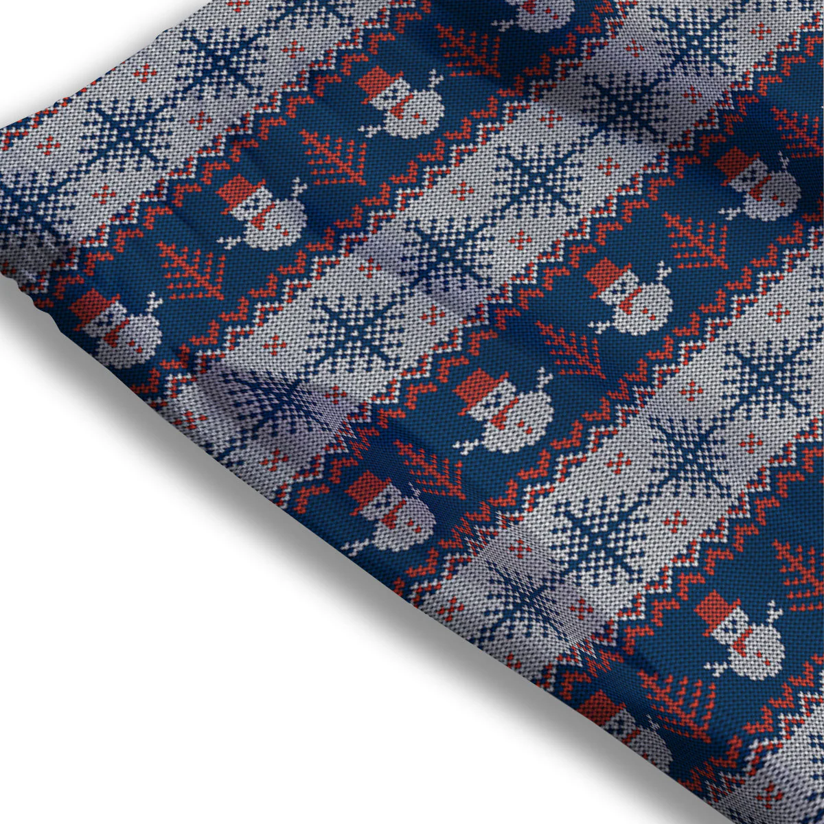 Knitted Cute Snowman Print Pattern Mesh Shorts - Image 3