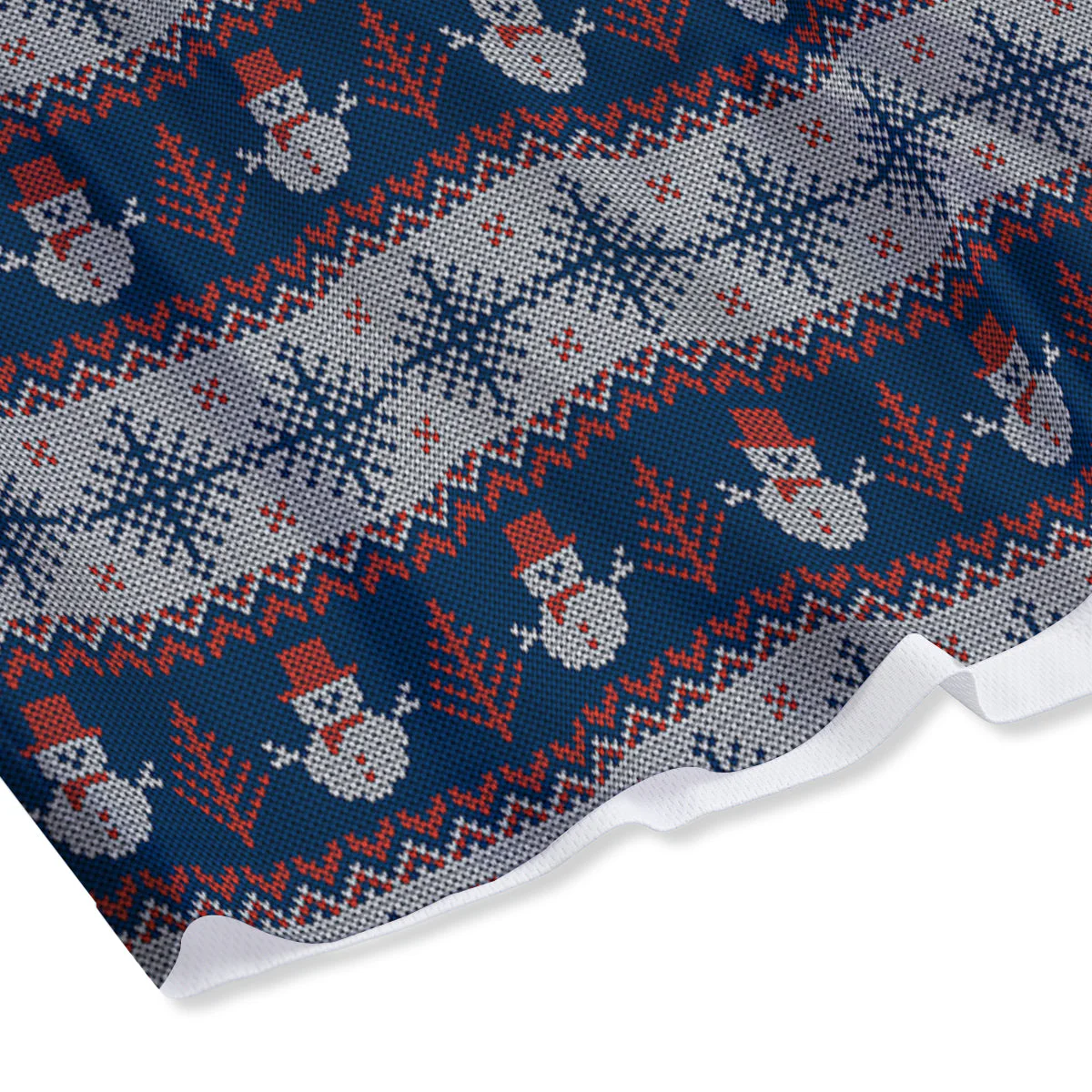 Knitted Cute Snowman Print Pattern Mesh Shorts - Image 4