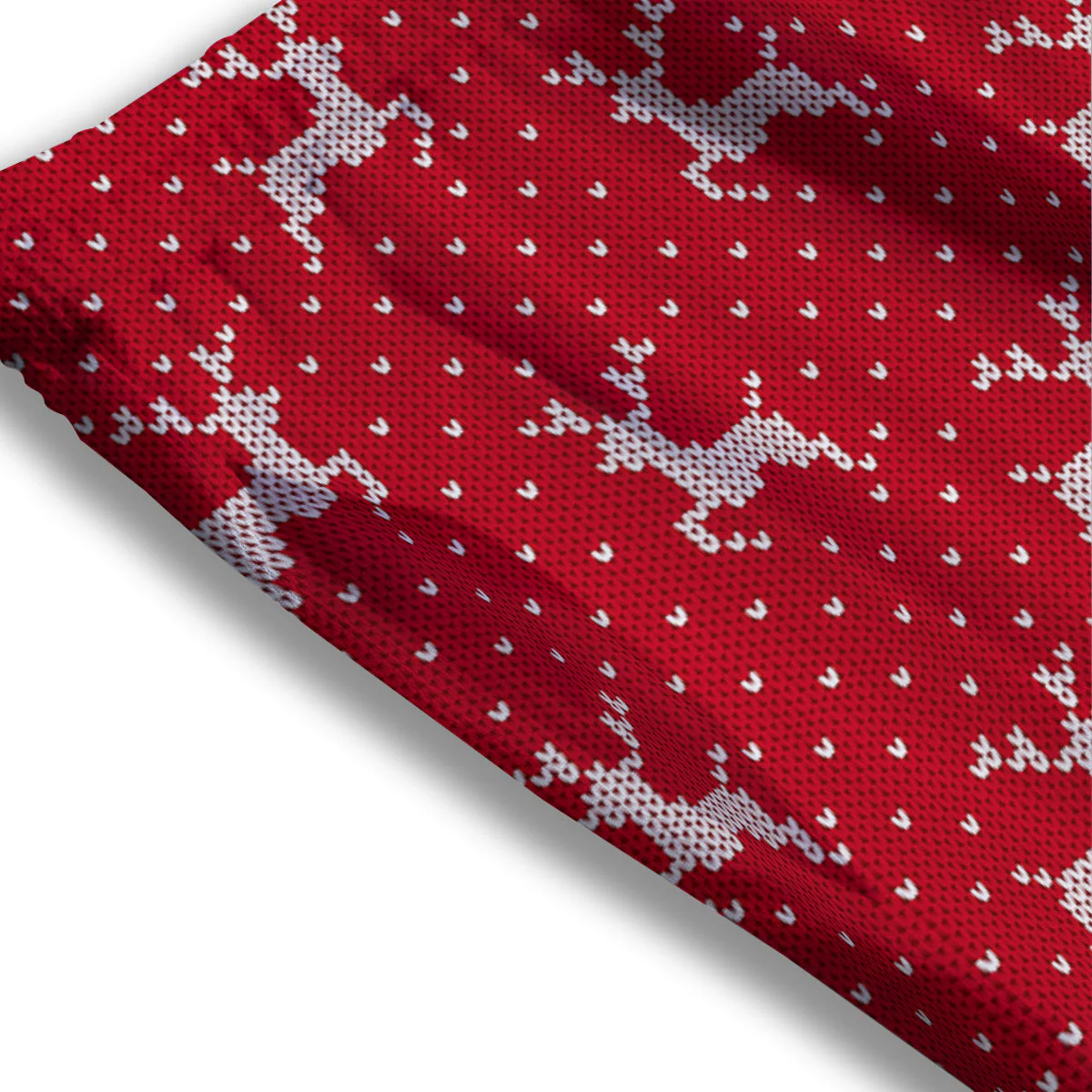Knitted Deer Xmas Print Pattern Mesh Shorts - Image 3