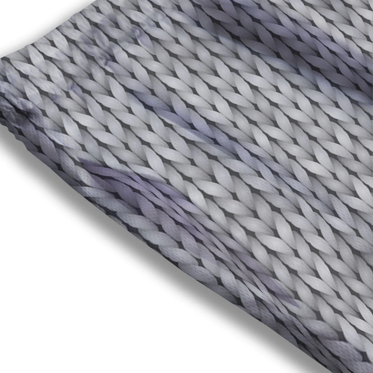 Knitted Grey Print Pattern Mesh Shorts - Image 3