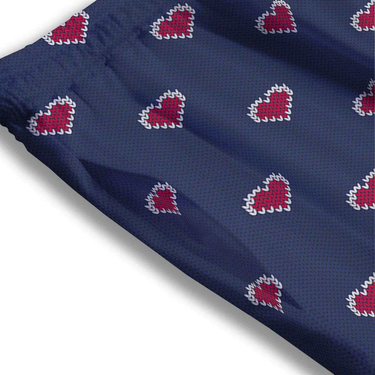 Knitted Heart Print Pattern Mesh Shorts - Image 3