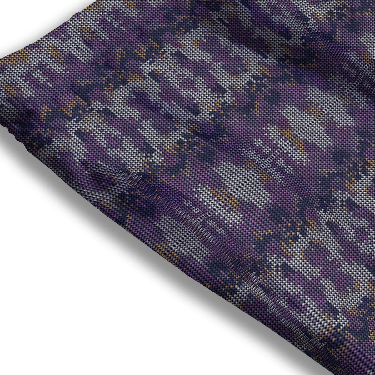 Knitted Ribbon Purple Print Pattern Mesh Shorts - Image 3